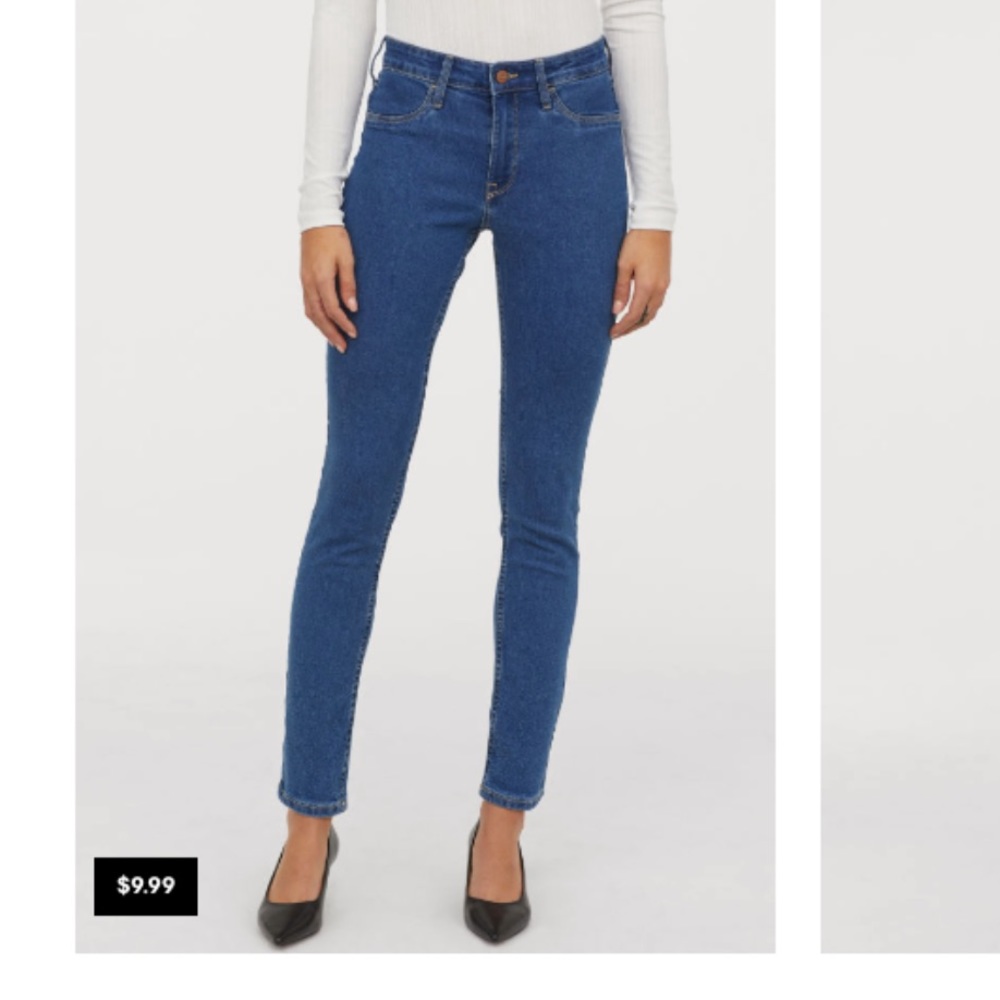 H&M skinny regular ankle jeans in Denim Blue
